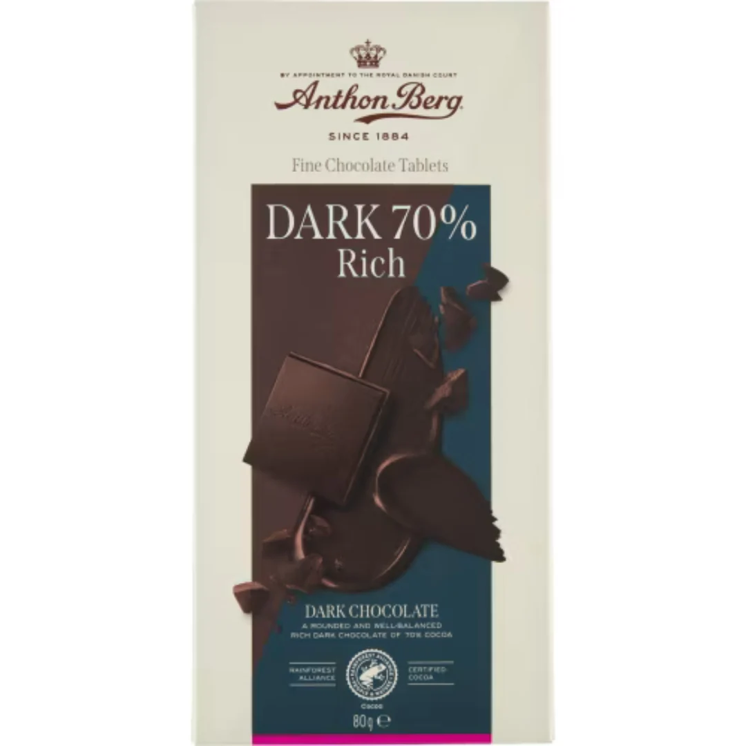 Anthon Berg Dark 70% Rich Chocolate - Dark 70% Rich Chocolate Bar 80g