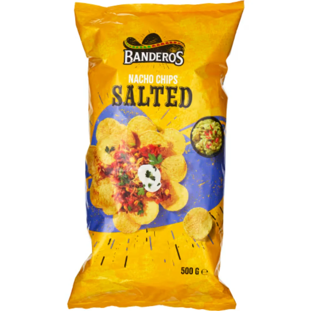 Banderos Nachos Chips Salted - Nacho Chips Salted 500g