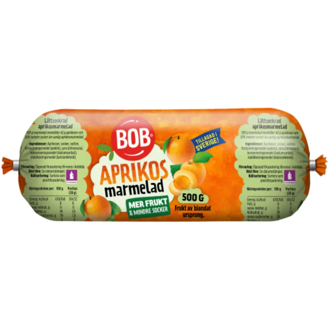 BOB Aprikos Marmelad Lättsockrad Refill - Apricot Marmalade 500g