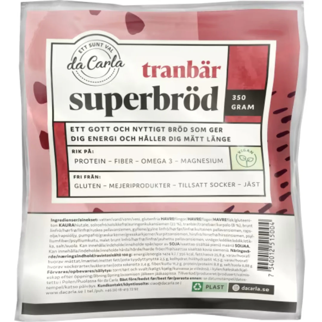 Da Carla Superbröd TranbÀr - Nutritious Bread with a hint of Cranberry 350g