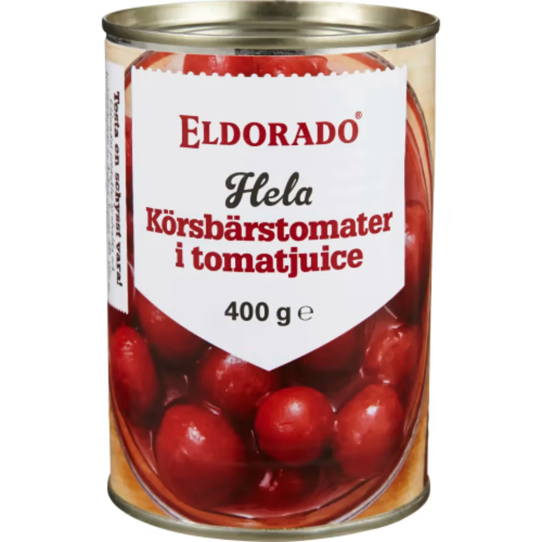 Eldorado KörsbÀrs- Tomater i Tomatjuice - Whole Cherry Tomatoes in Tomato Juice 400g
