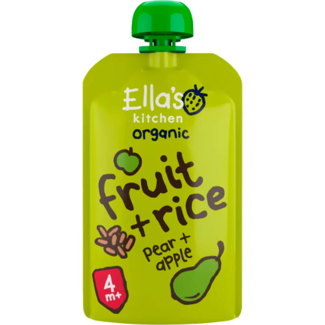 Ella's Kitchen Fruit+rice Pear Apple Pure 4 MÄnader - Fruit + Rice Pear & Apple Purée 120g
