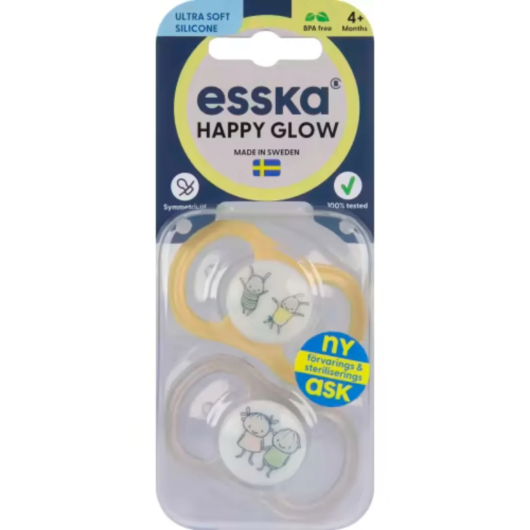 Esska Napp Happy Glow Silikon 4-36 MÄnader - Happy Glow Pacifier 2p