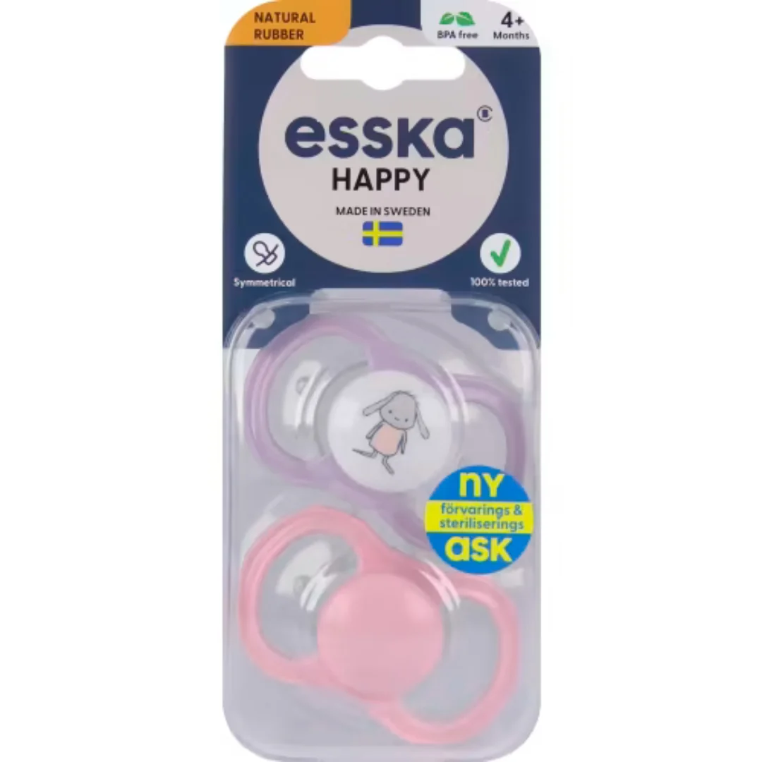 Esska Napp Happy Latex 4-36 MÄnader - Happy Pacifier 2p