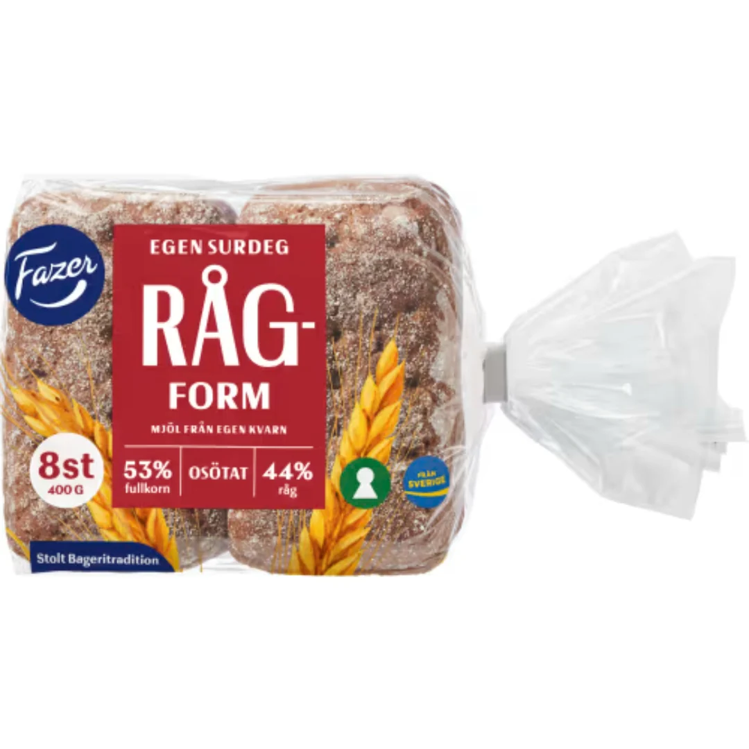 Fazer RÄgform 8-pack - Rye Bread Baked with whole Grains and our own Sourdough 400g