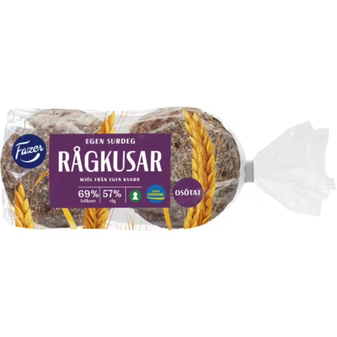 Fazer Rågkusar 6-pack - Rye Bread baked with Whole Grain Rye and Sourdough 338g