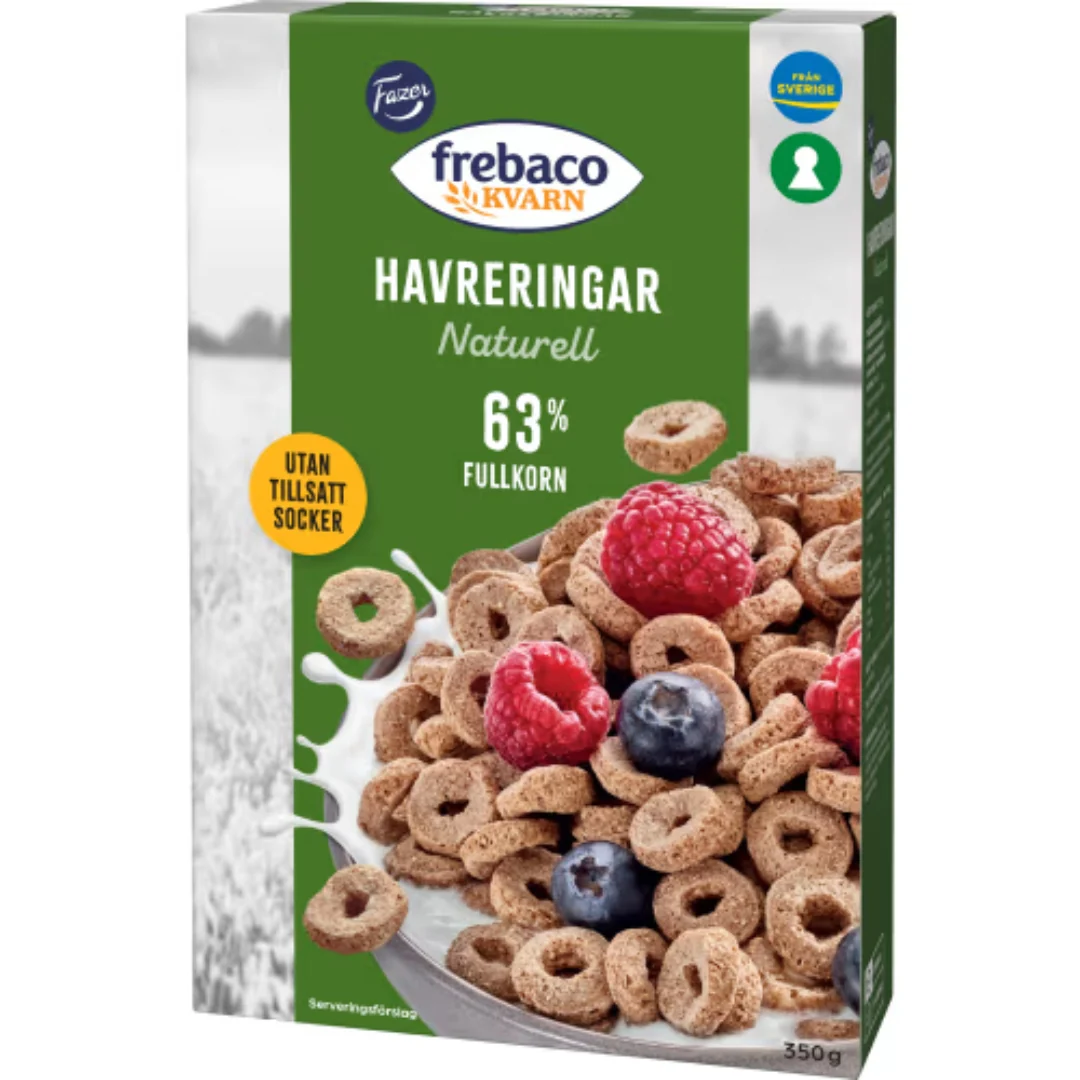 Frebaco Kvarn Naturell Havreringar - Oat Cereal Rings 350g