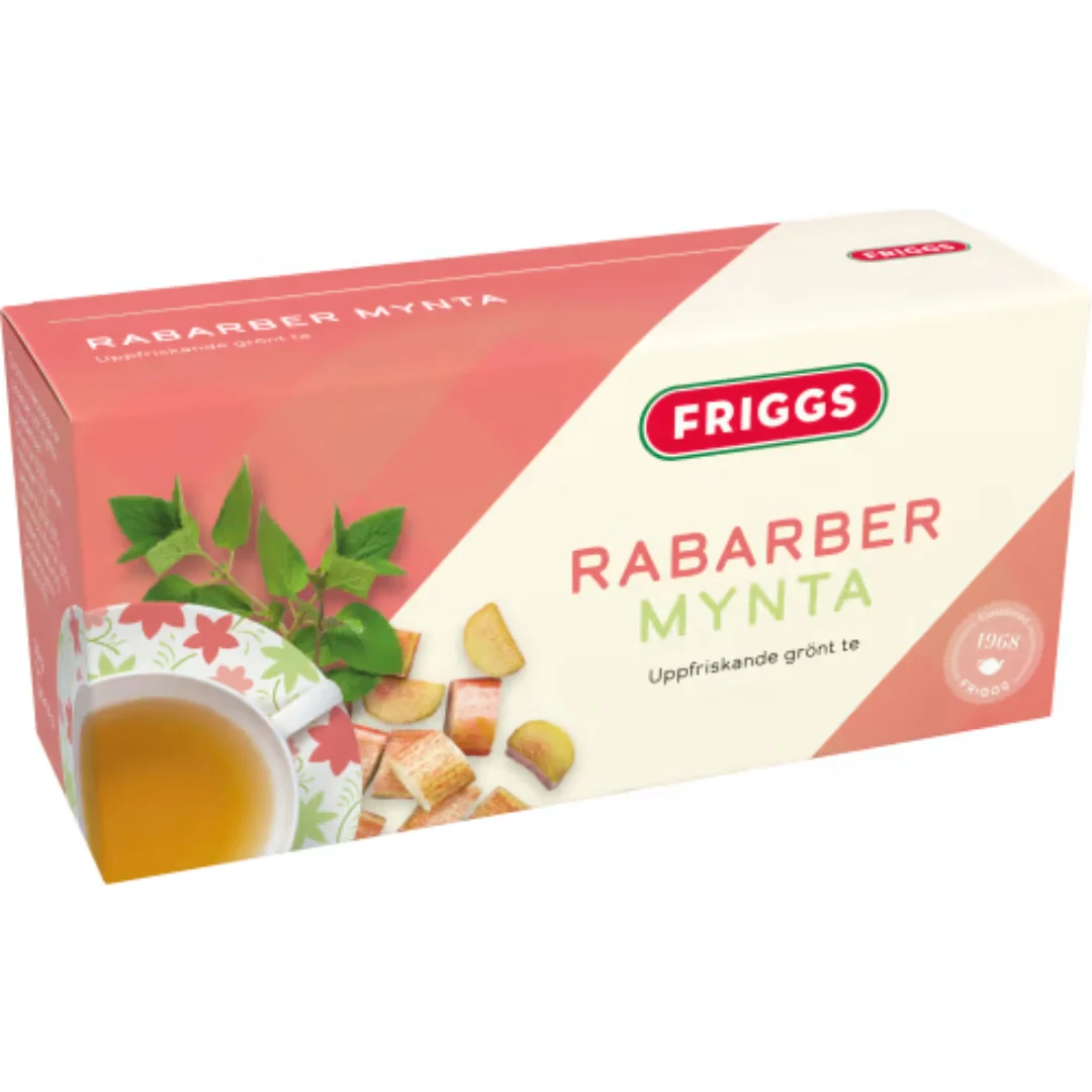 Friggs Rabarber Mynta Grönt Te - Rhubarb Mint Tea 20p