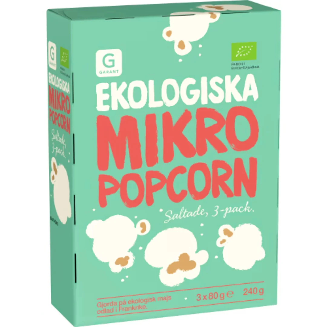 Garant Eko Mikropopcorn Saltade Eko - Salted Eko Micro Popcorn 3x80g