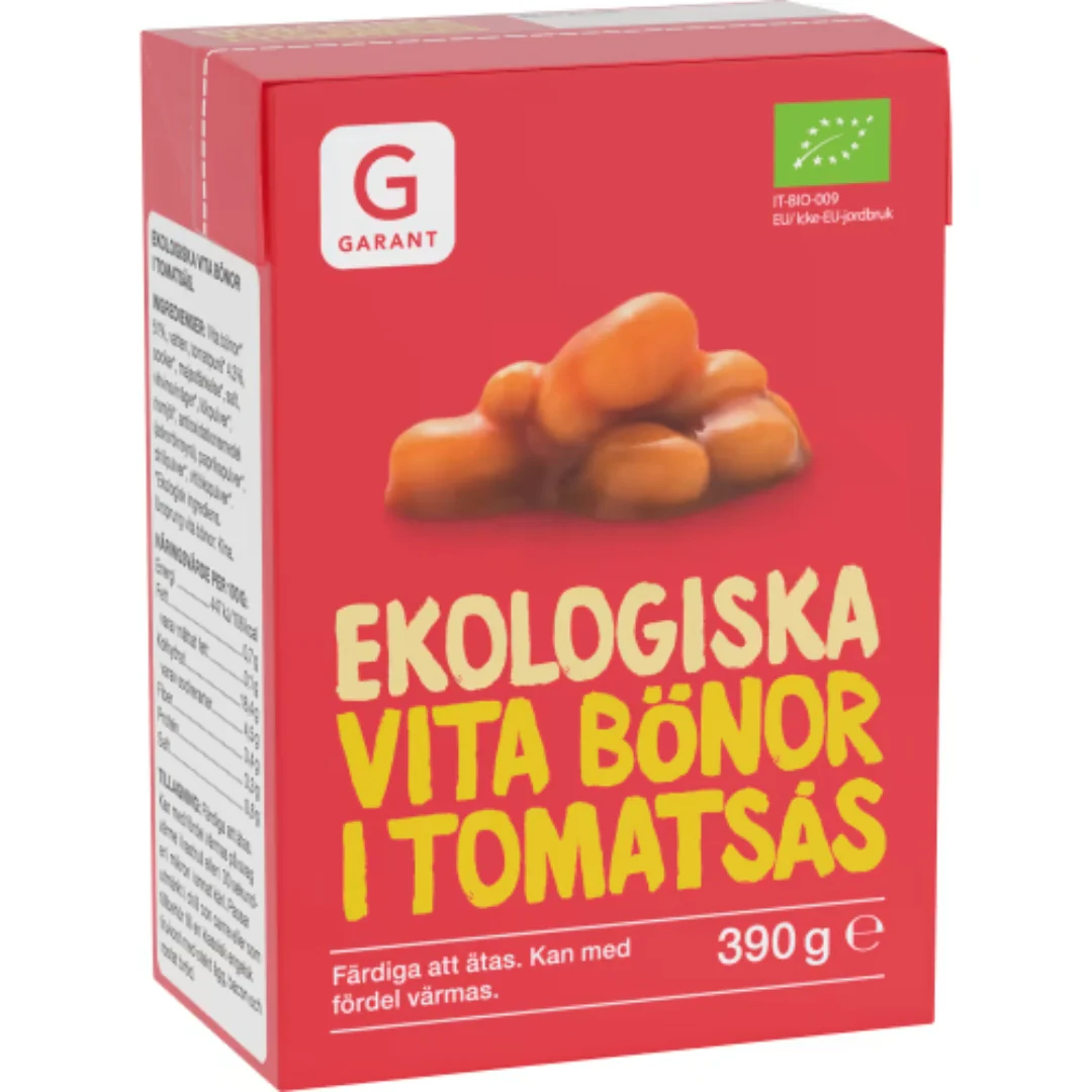 Garant Eko Vita Bönor TomatsÄs Ekologiska - Organic White Beans in Tomato Sauce 390g