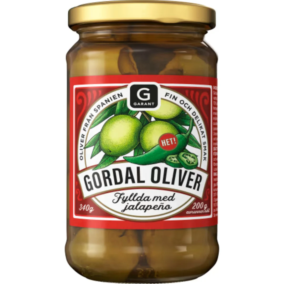 Garant Gordal Oliver Jalapeño - Gordal Olives Stuffed with Jalapeño 340g