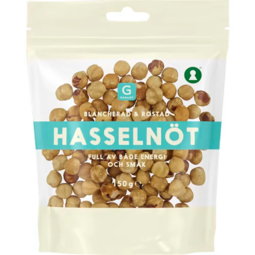 Garant Hasselnötter Blancherade Rostade - Blanched and Roasted Hazelnuts 150g