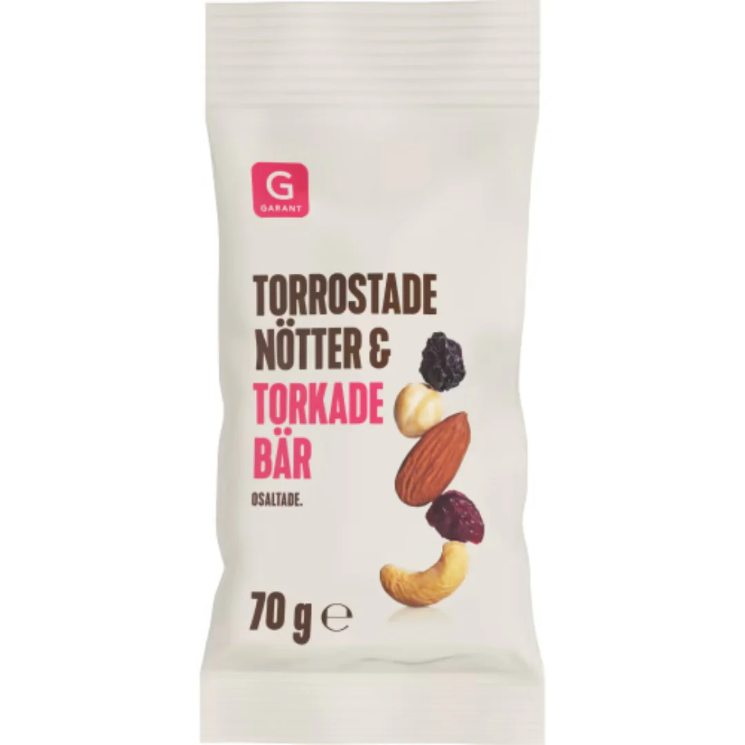 Garant Nöt & Bärmix - Nut & Berry Mix with Dry-Roasted Nuts and Dried Berries 70g