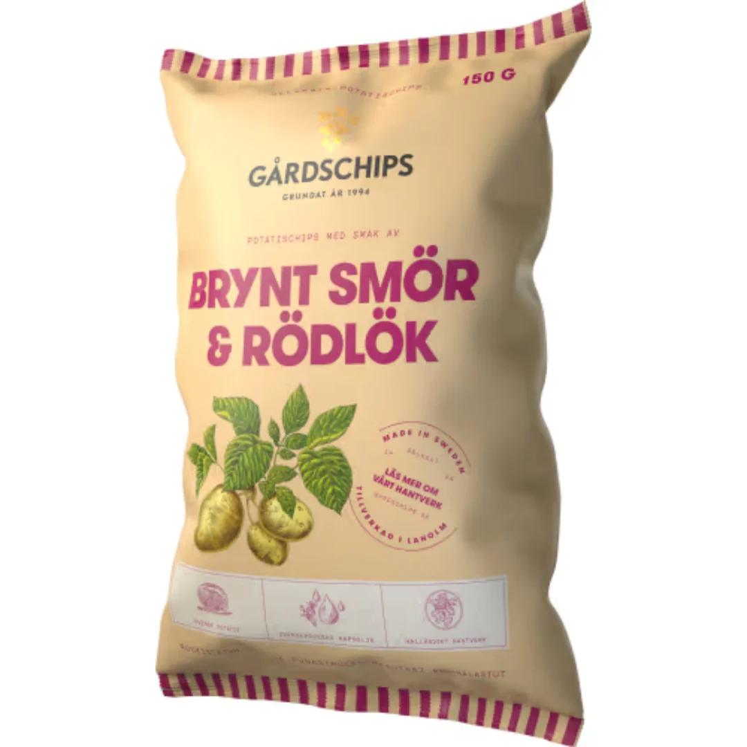GÄrdschips Chips Brynt Smör & Rödlök - Browned Butter & Red Onion Chips 150g