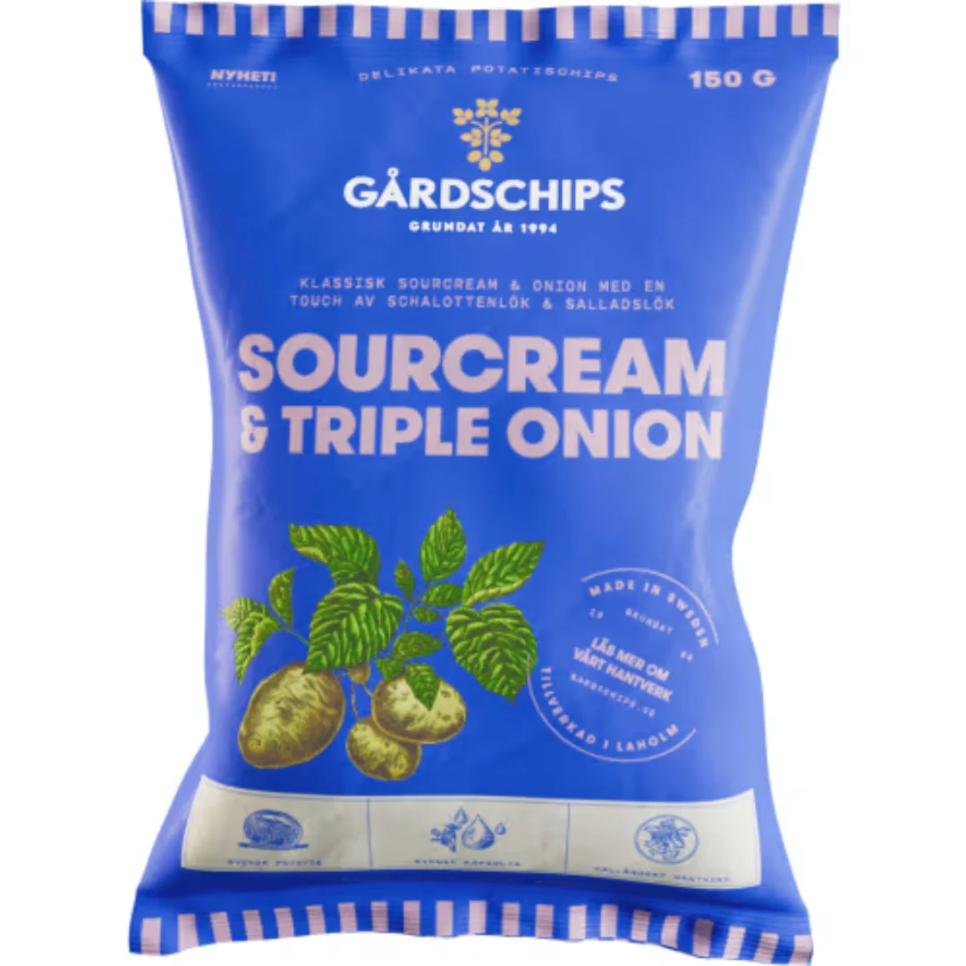 GÄrdschips Sourcream & Triple Onion Chips - Sourcream & Triple Onion Chips 150g