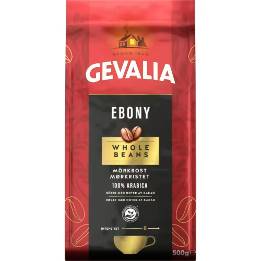 Gevalia Ebony Mörkrost Hela Bönor - Dark Roasted whole Coffee Beans 500g