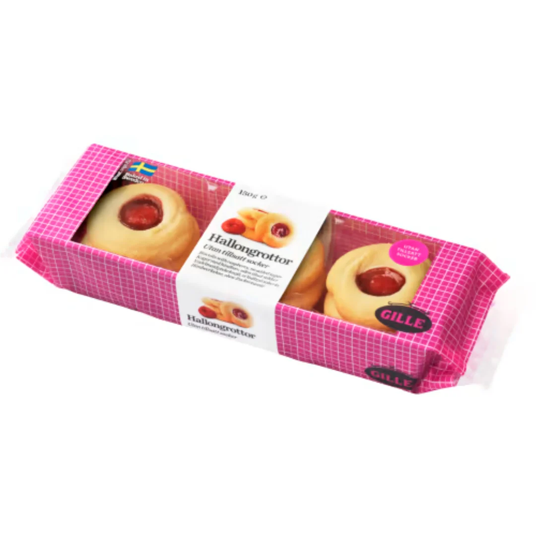 Gille Hallongrottor - Shortbread Cookie with Raspberry filling 150g