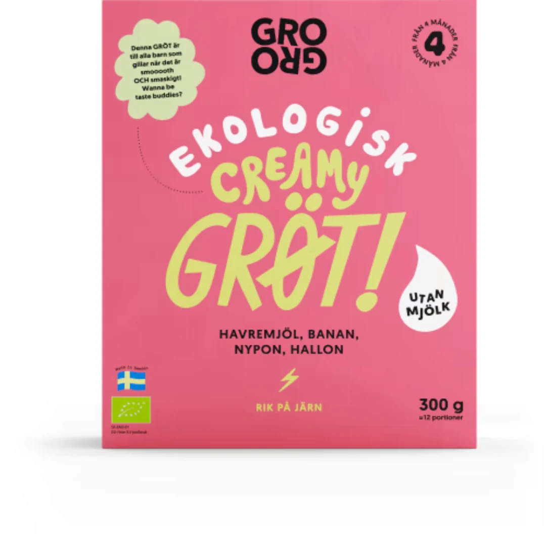Grogro Creamy Gröt Havremjöl, Banan 4 MÄnader - Creamy Oat & Banana Porridge 300g