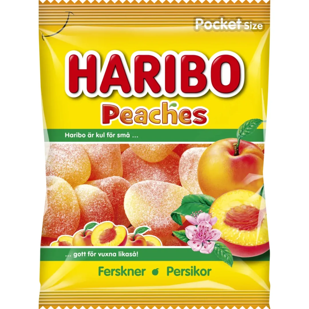 Haribo Peaches - Juicy Gummy Candies 80g
