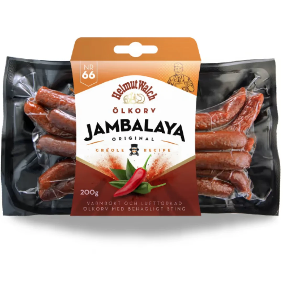 Helmut Walch Jambalaya Original Ölkorv - Hot-Smoked and Air-Dried Beer Sausage with Pleasant Heat 200g