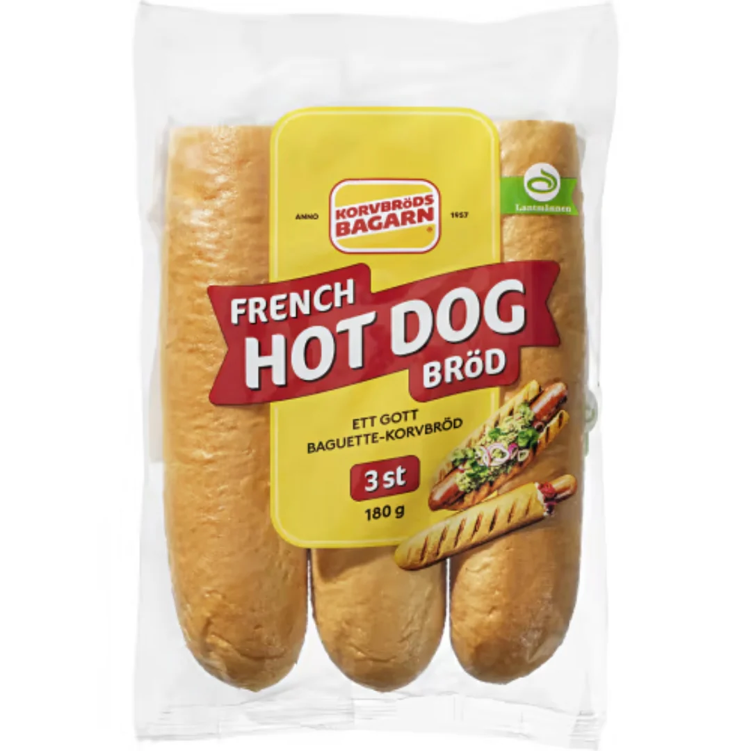 Korvbrödsbagarn Korvbröd French Hot Dog 3-pack - French Hot Dog Buns 180g