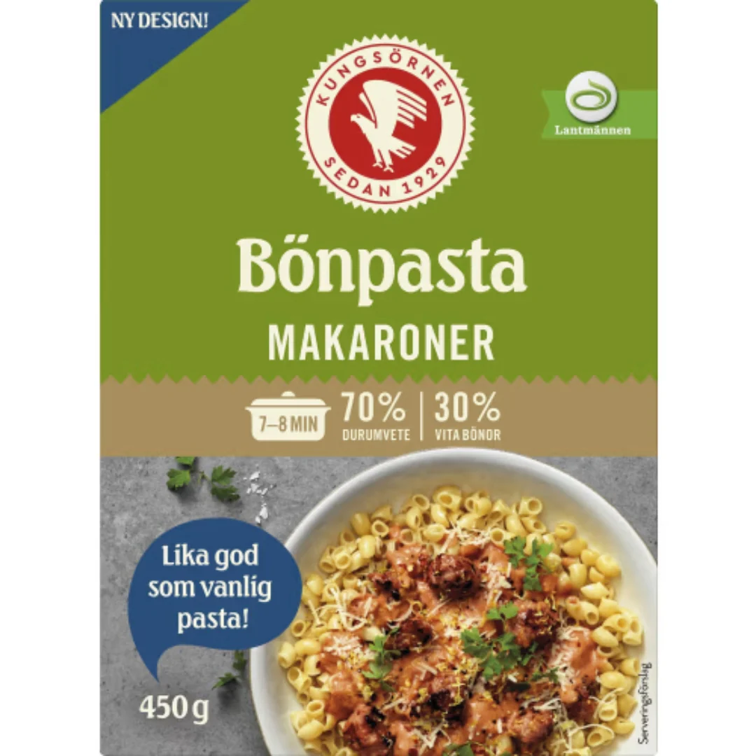 Kungsörnen Makaroner Bönpasta - Durum Wheat & White Beans Macaroni 450g