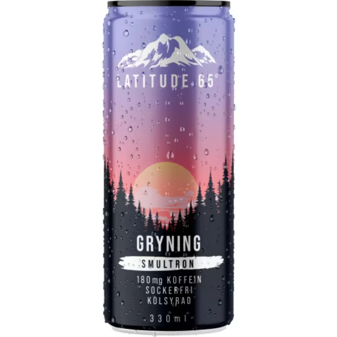 Latitude 65 Gryning Smultron Energidryck Burk - Wild Strawberry Energy Drink 33cl