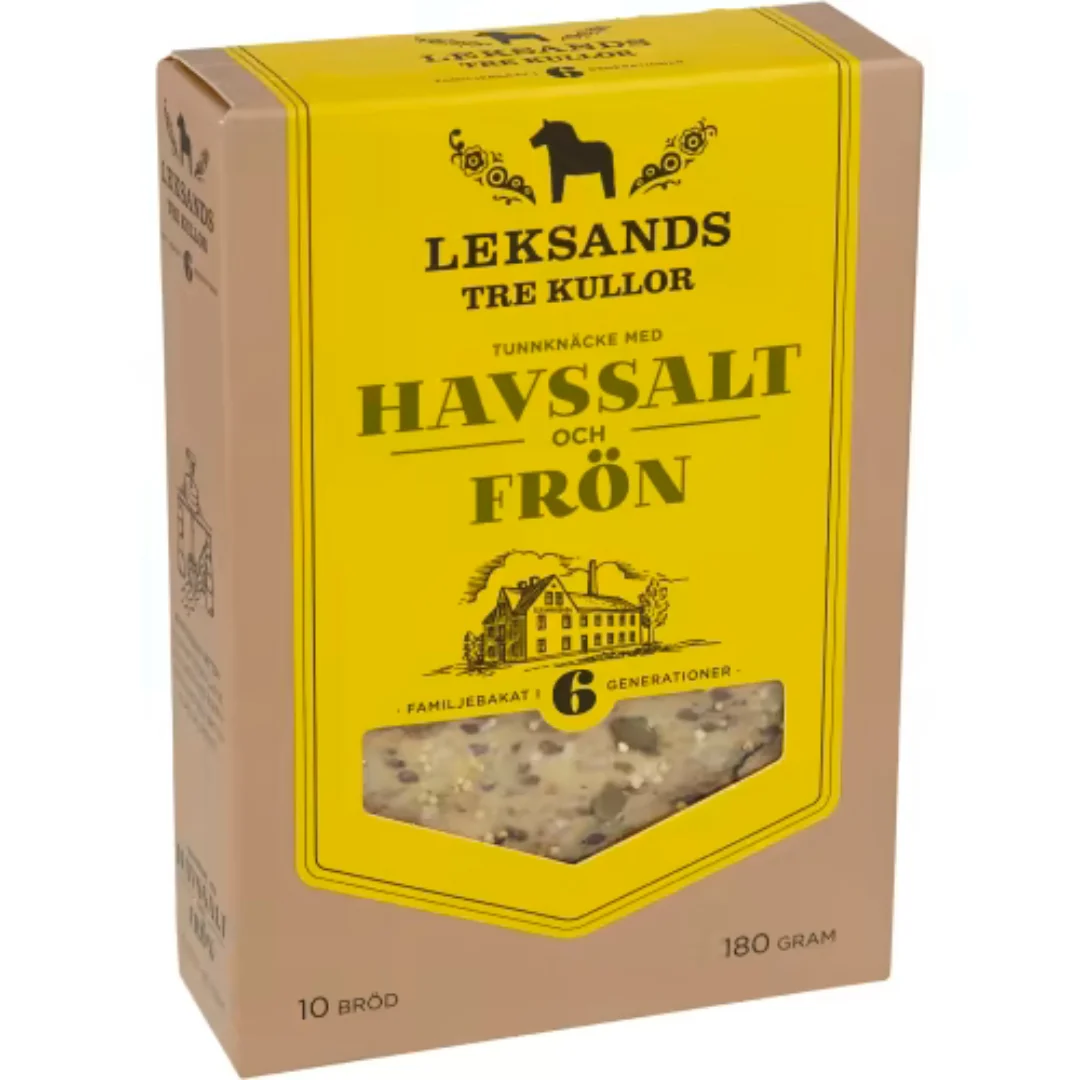 Leksands Tunnknäcke Havsalt & Frön Tre Kullor - Sea Salt and Seeds Crispbread 180g
