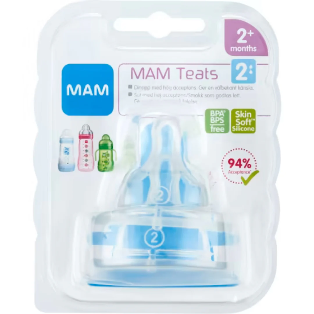 Mam Dinapp 2 Mam Teats Från 2 Månader - Skin Soft Silicone Teat 2p