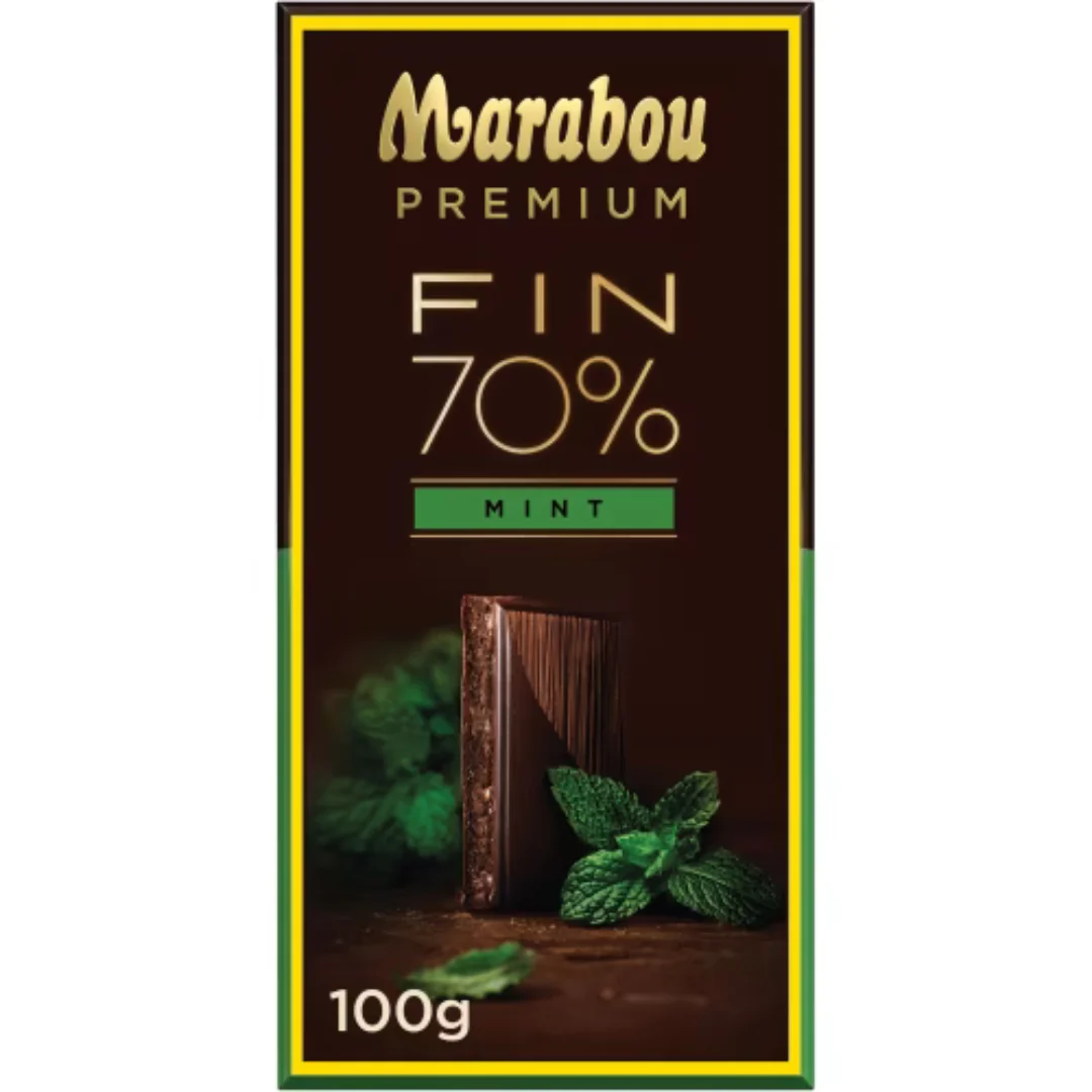 Marabou Fin 70% Premium Mint - Premium Chocolate bar with Mint 100g