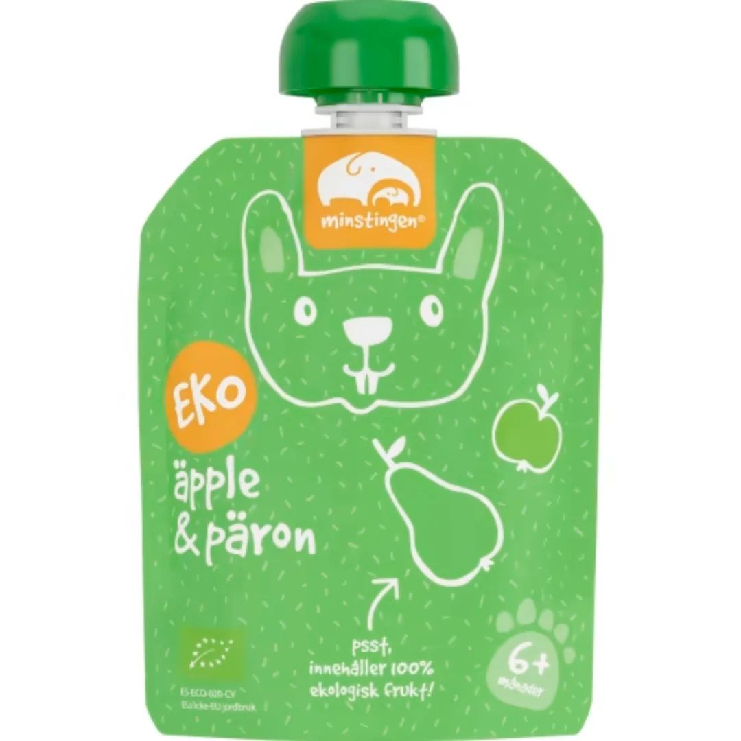 Minstingen Ăpple PĂ€ron PurĂ© 6 MĂ„nader - Apple & Pear Organic PurĂ©e 90g