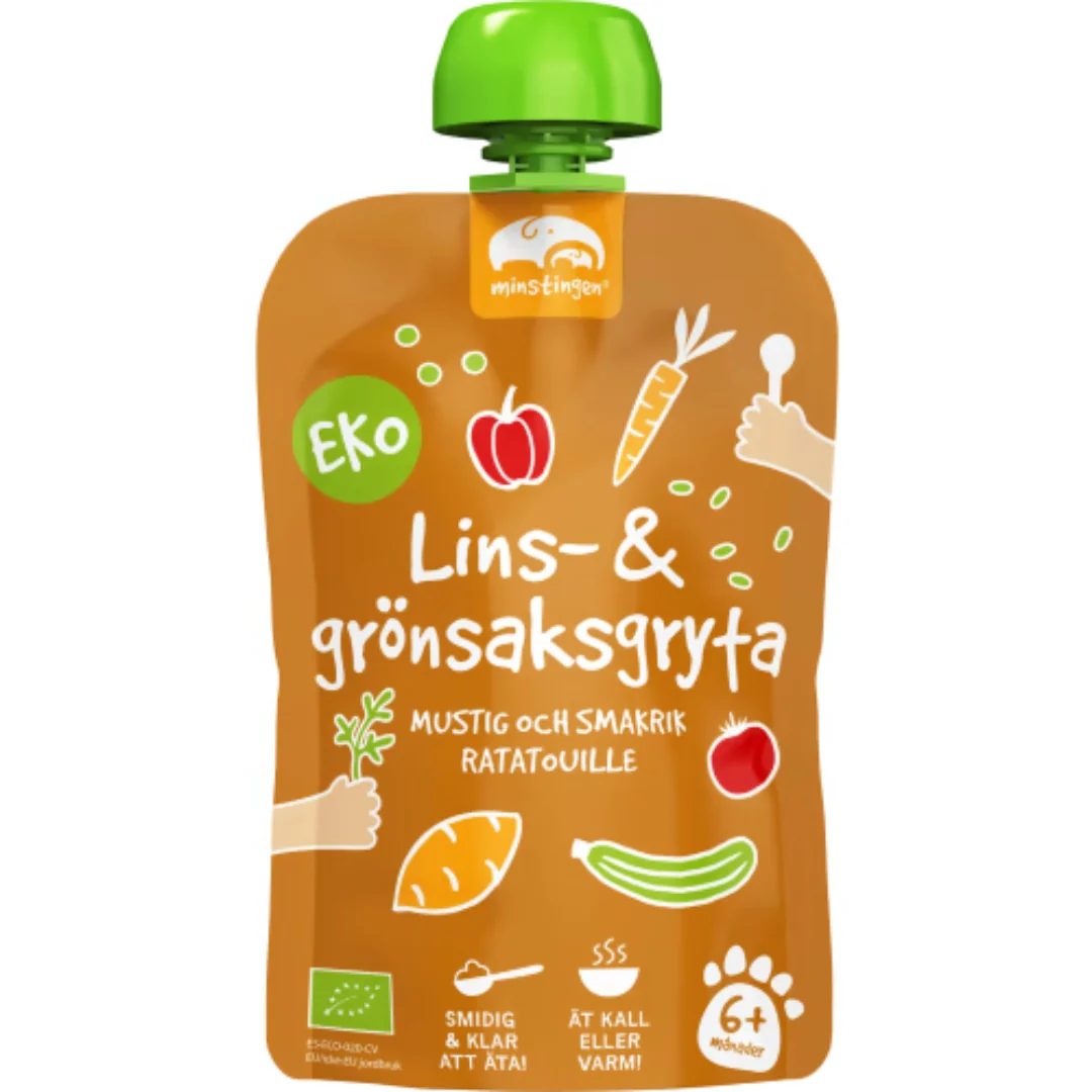 Minstingen Lins Grönsaks Gryta 6 MÄnader - Organic Lentil & Vegetable Stew with Ratatouille 120g