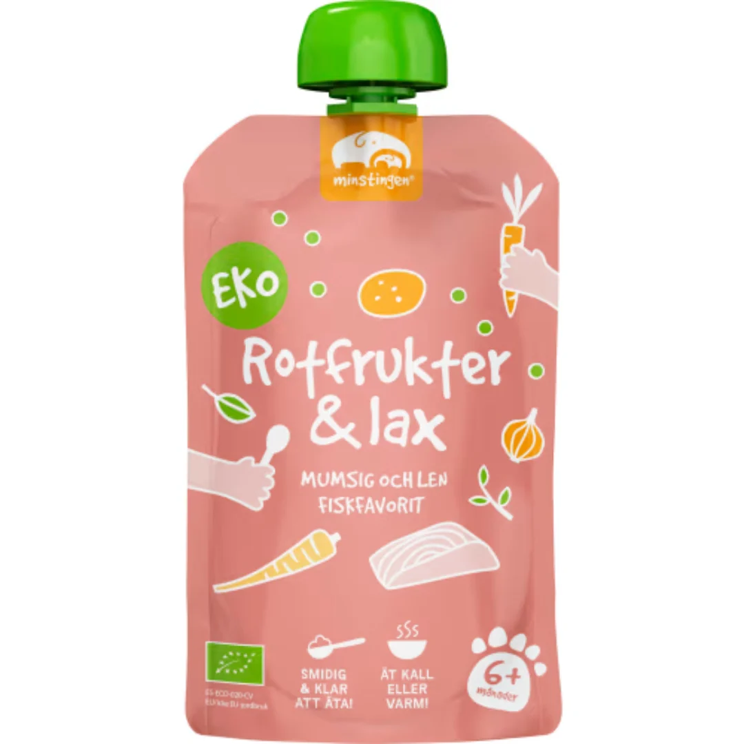 Minstingen Rotfrukter & Lax 6 MÄnader - Organic Root Vegetable & Salmon Purée 120g
