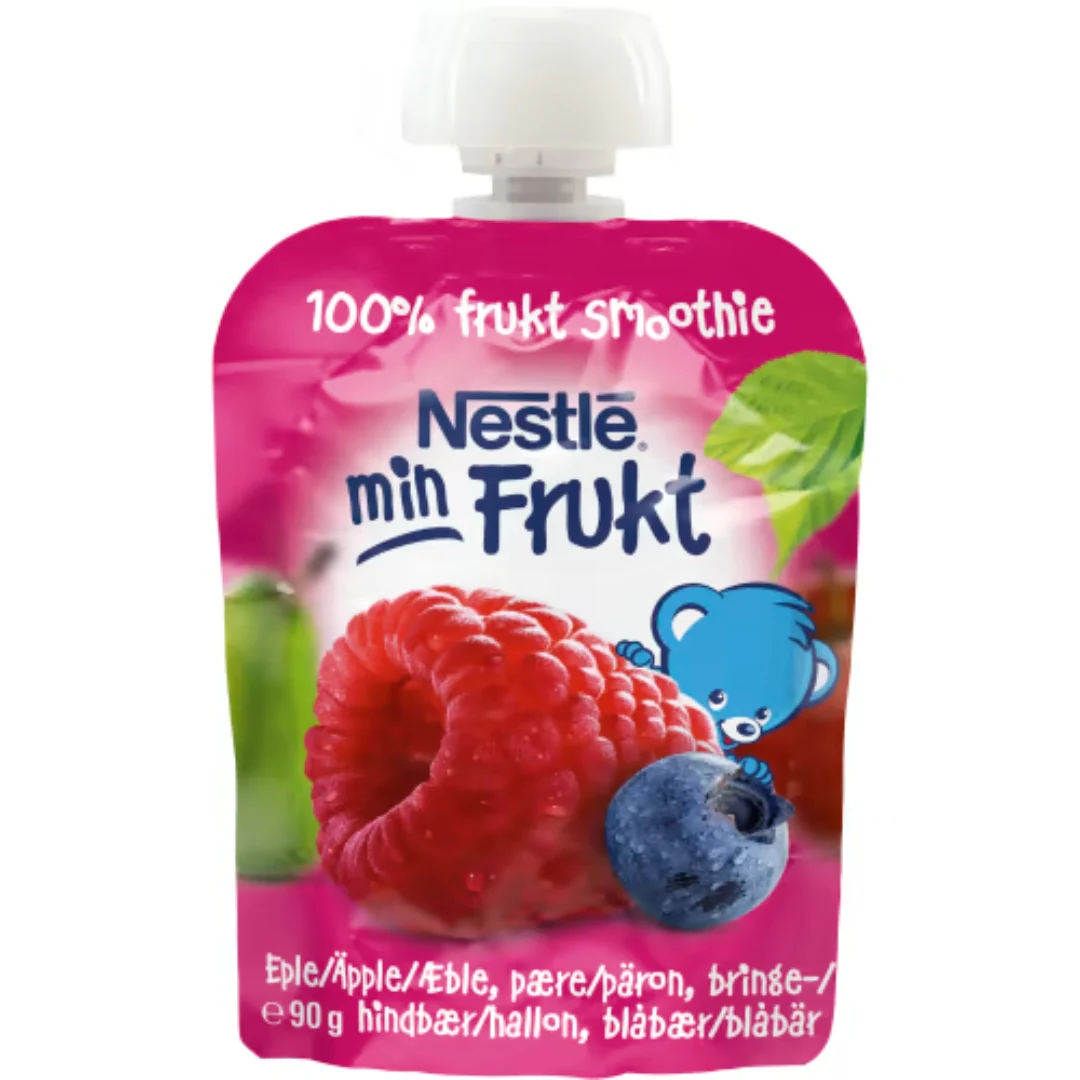 NestlĂ© Fruktsmoothie Hallon BlĂ„bĂ€r Ăpple 6 MĂ„nader - Apple & Raspberry Smoothie 90g