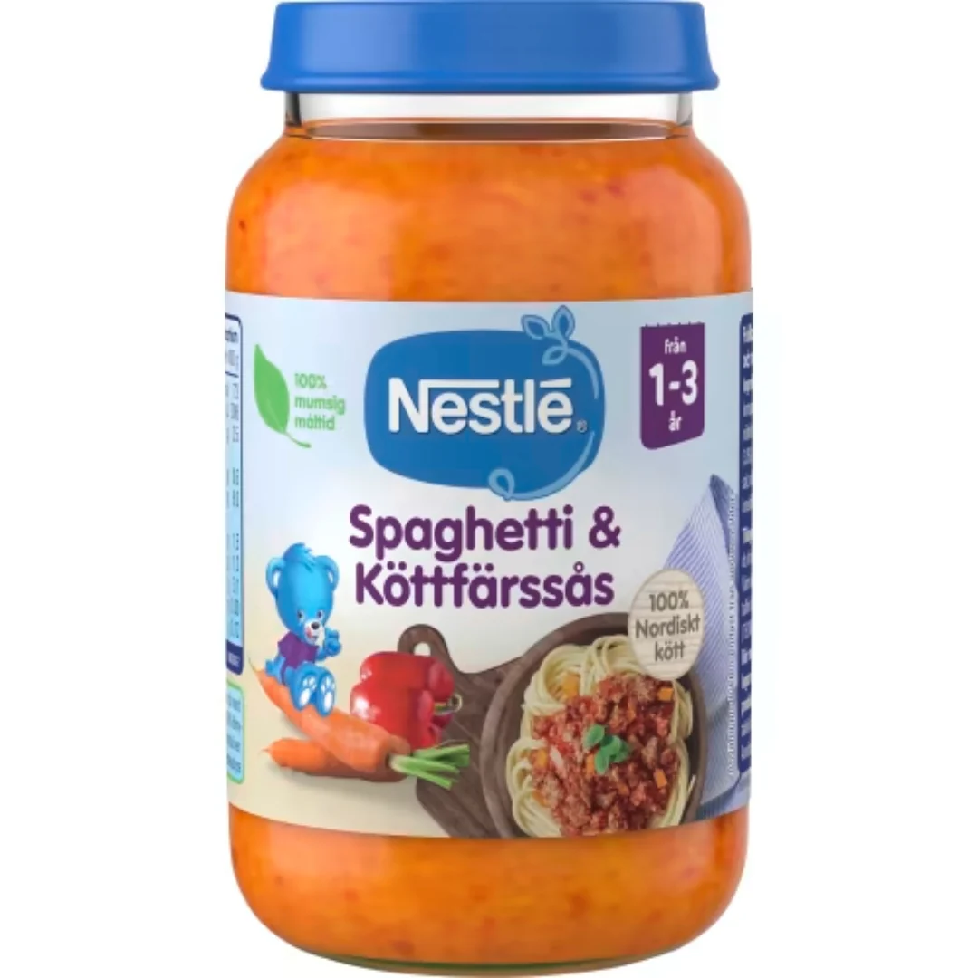 NestlĂ© Spaghetti KöttfĂ€rssĂ„s 1-3 Ă
r - Spaghetti & Minced Meat Sauce 220g