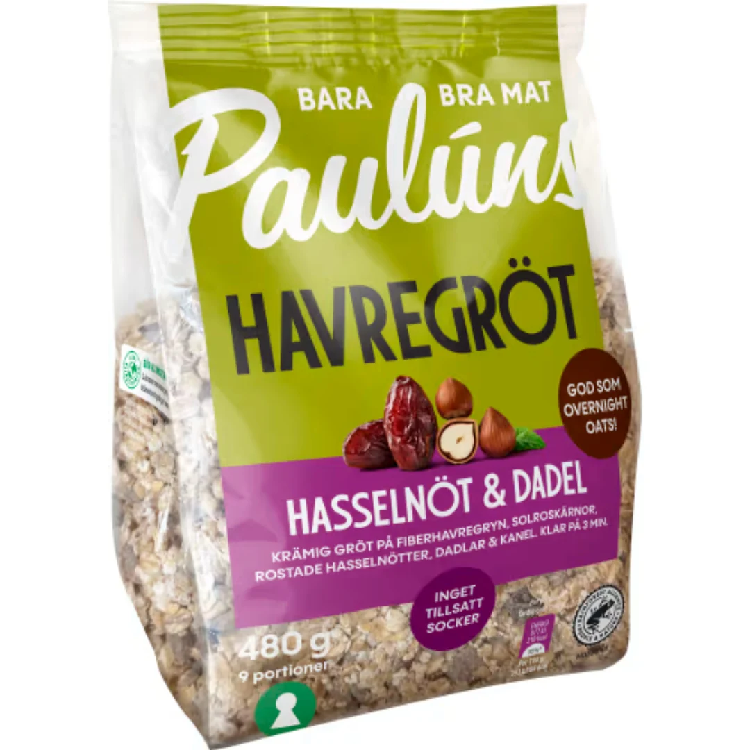 PaulĂșns Havregröt Hasselnöt&dadel - Oatmeal Hazelnut & Date 480g
