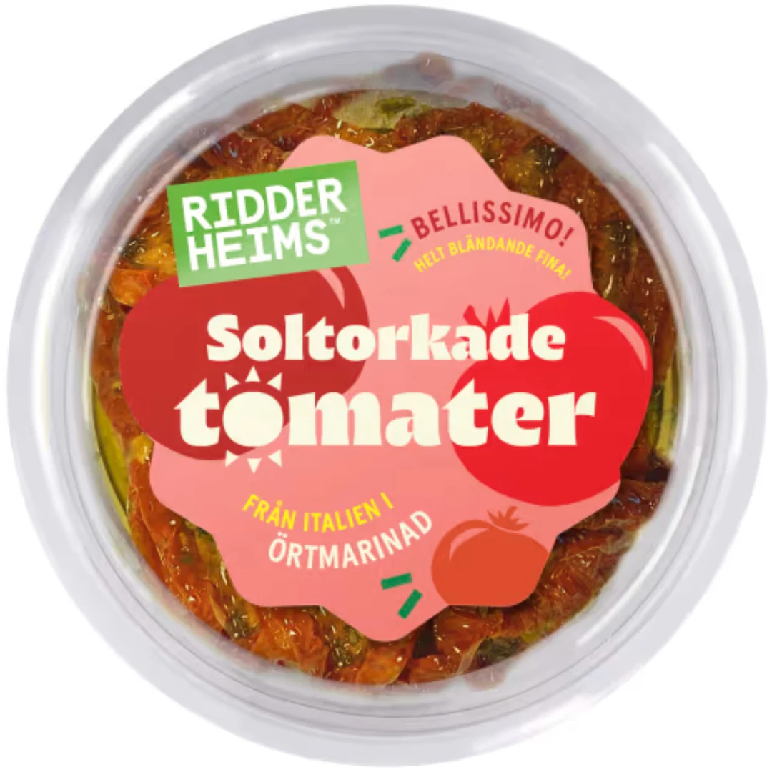 Ridderheims Soltorkade Tomater Ă–rtmarinad - Sun-Dried Tomatoes from Italy in a Mild Herb Marinade 160g