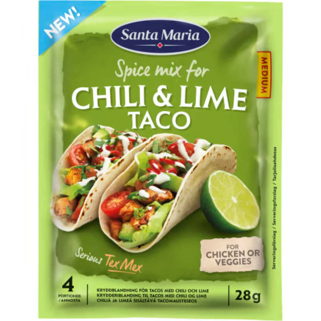 Santa Maria Taco Spice Mix Chili & Lime Medium - Fresh & Spicy Seasoning 28g