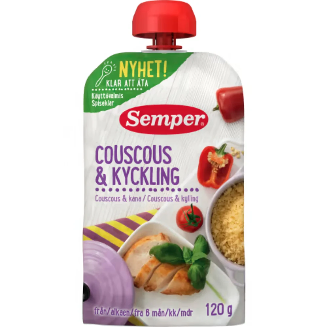 Semper Couscous Kyckling 6 MÄnader - Couscous & Chicken in a Squeeze Pouch 120g