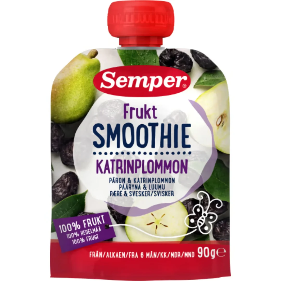 Semper Frukt Smoothie Katrinplommon 6 MÄnader - Prune & Pear Smoothie 90g