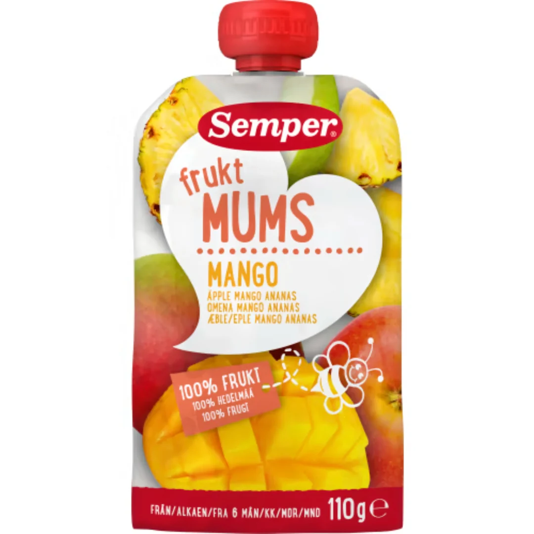 Semper Fruktmums Mango 6 MÄnader - Mango, Apple & Pineapple Puree 110g
