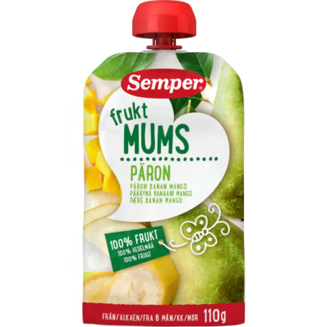 Semper Fruktmums PÀron 6 MÄnader - Pear, Banana & Mango Purée 110g