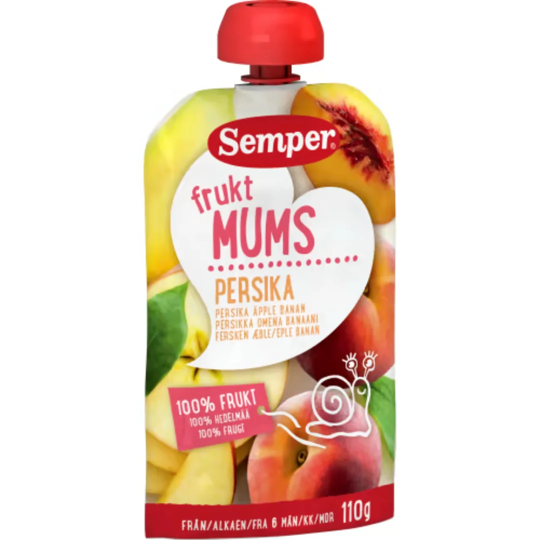 Semper Fruktmums Persika 6 MÄnader - Peach, Apple & Banana Purée 110g