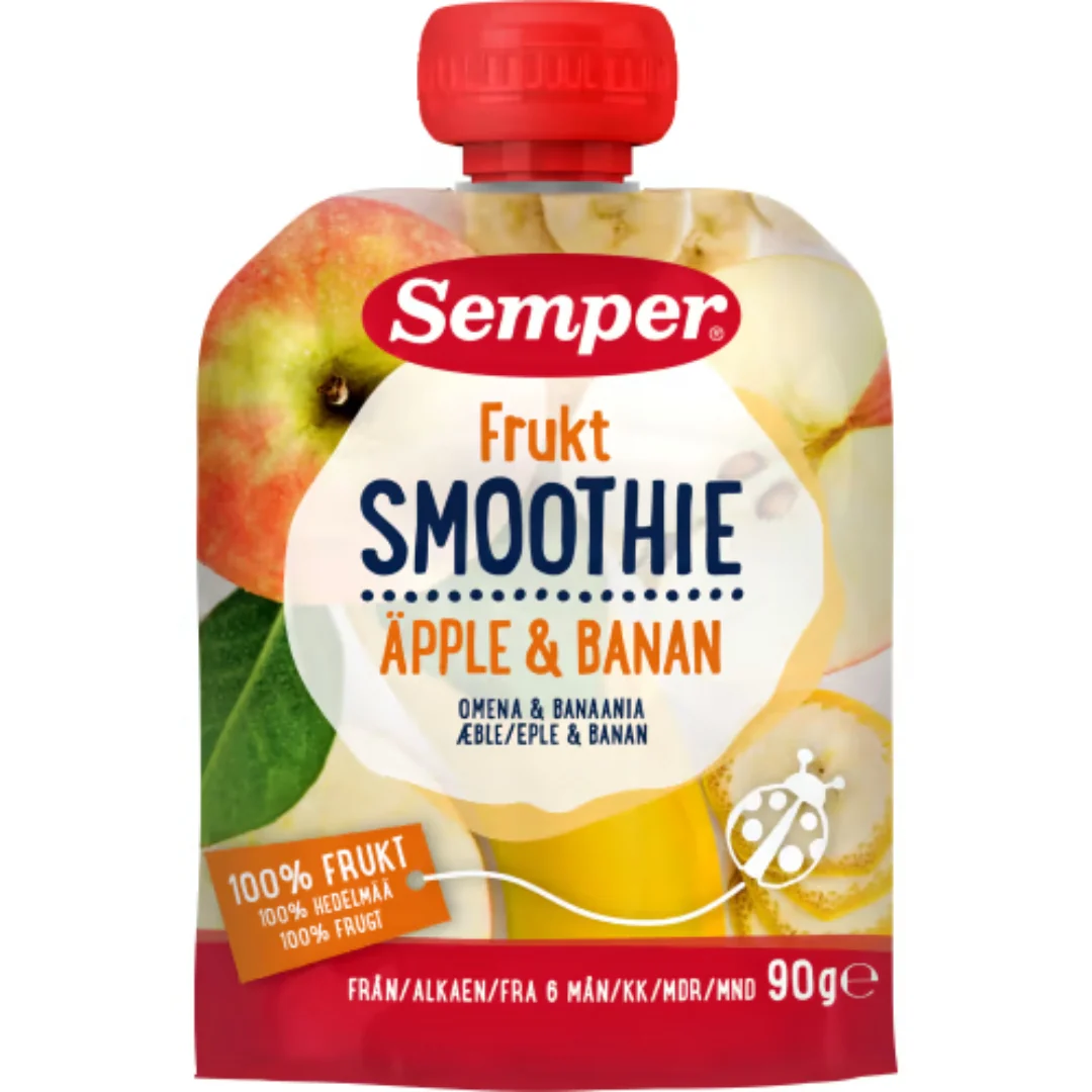 Semper Fruktsmoothie Ăpple & Banan 6 MĂ„nader - Apple & Banana Smoothie 90g