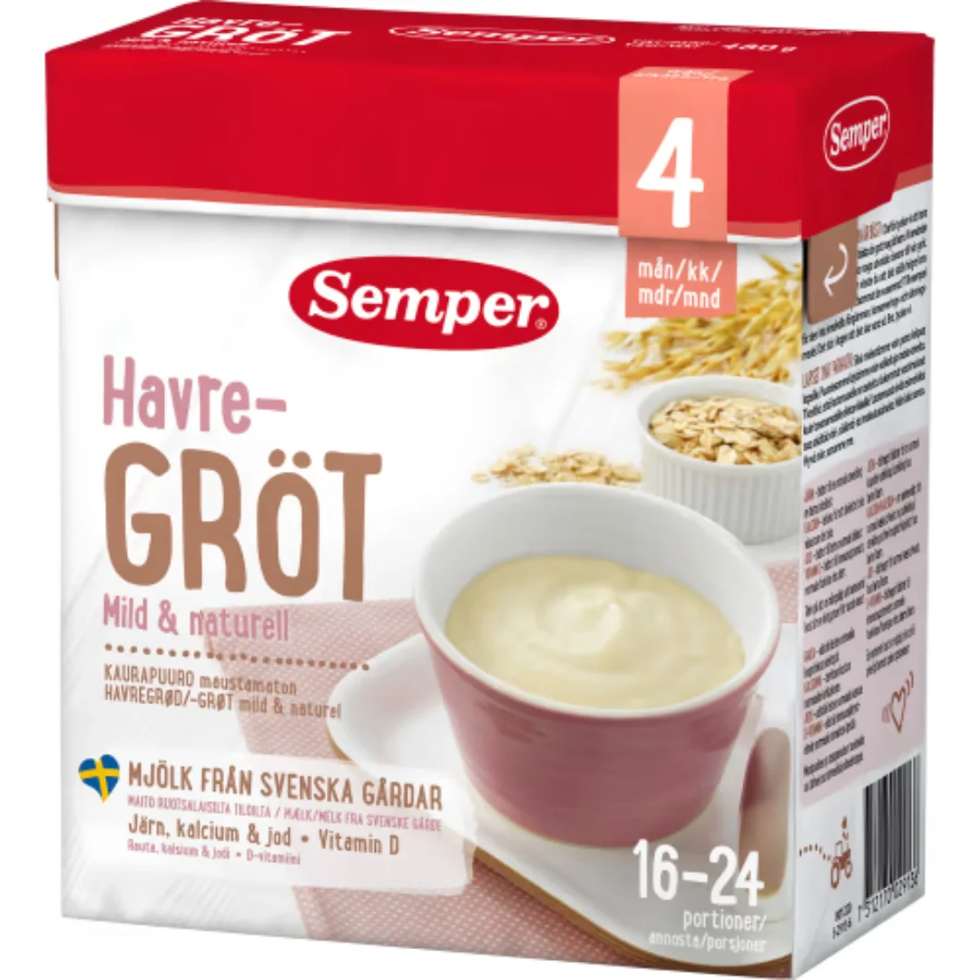 Semper Havregröt Mild & Naturell 4 MÄnader - Oat Porridge Mild & Natural 480g