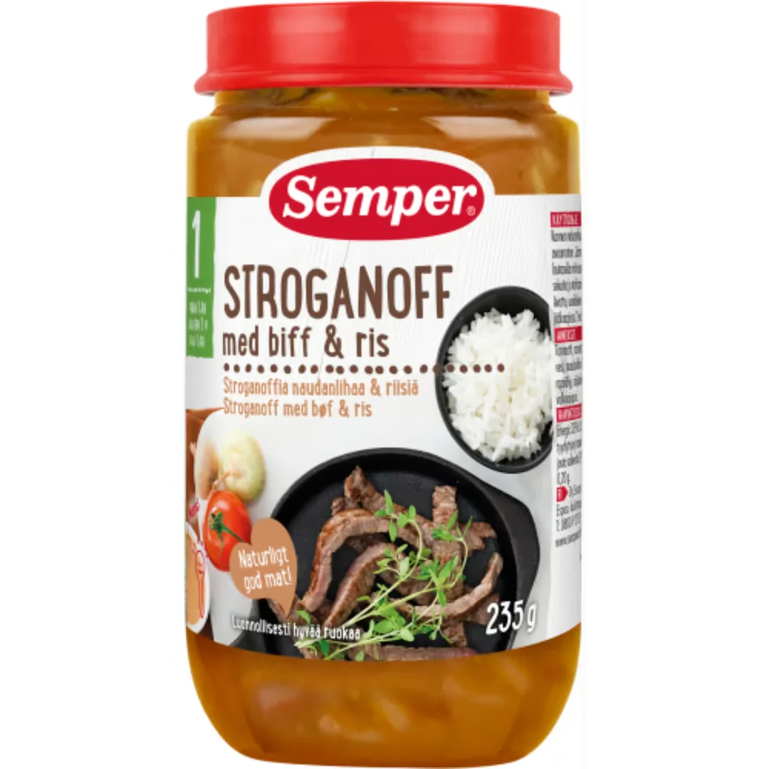 Semper Stroganoff med Biff Och Ris 12 MÄnader - Beef Stroganoff with Rice 235g