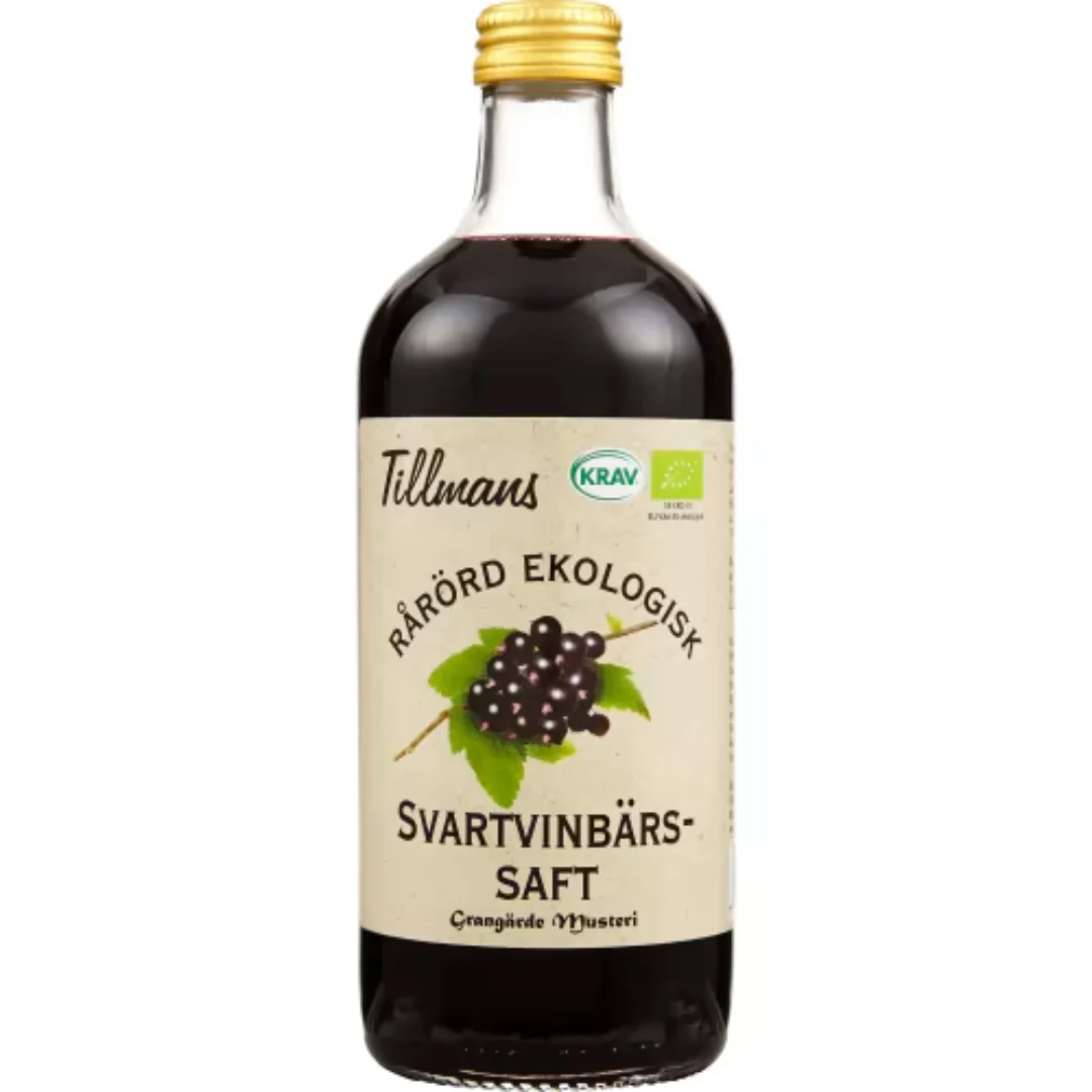 Tillmans Svarta VinbÀr RÄrörd Ekologisk Saft - Blackcurrant Raw Organic Cordial 0.5L