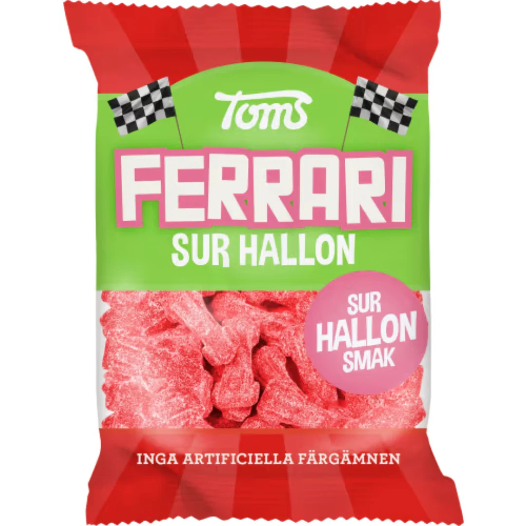 Toms Ferrari Sur Hallon PÄse - Sour Raspberry Gummy Cars 120g