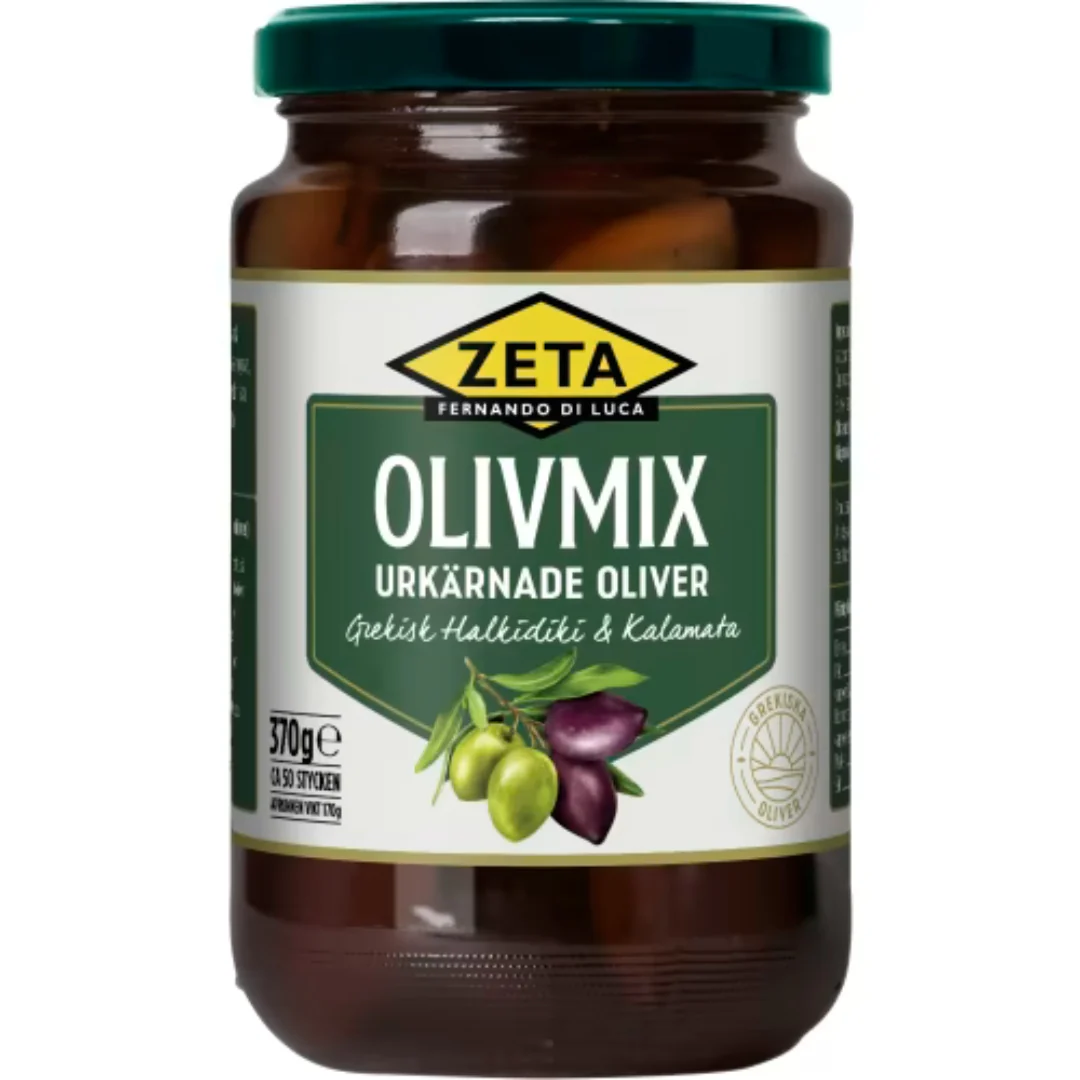 Zeta Olivmix Kalamata Halkidiki Urkärnade - Greek Pitted Olive Mix 370g