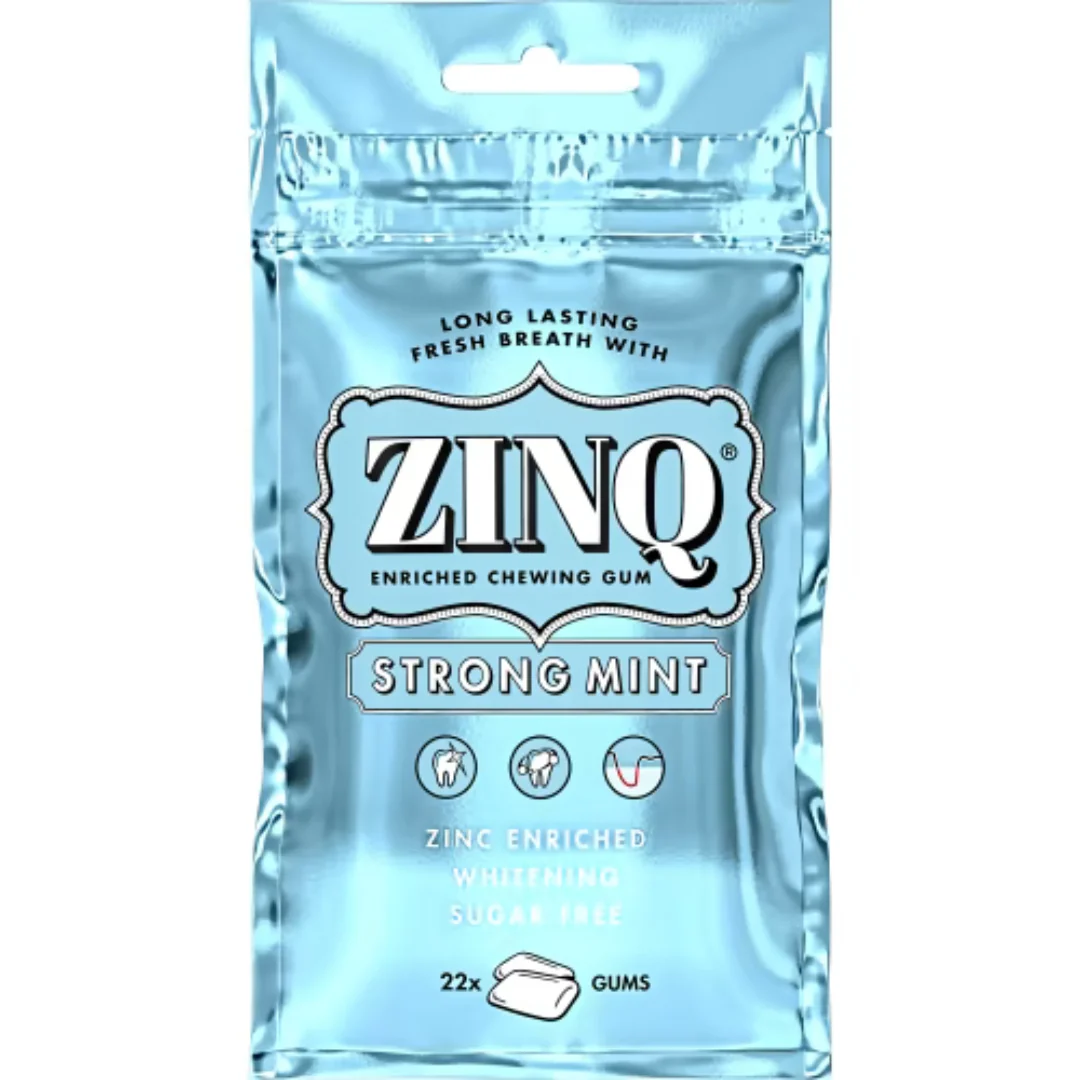ZINQ Strong Mint Tuggummi - Sugar-Free Chewing Gum with Zinc 31.5g